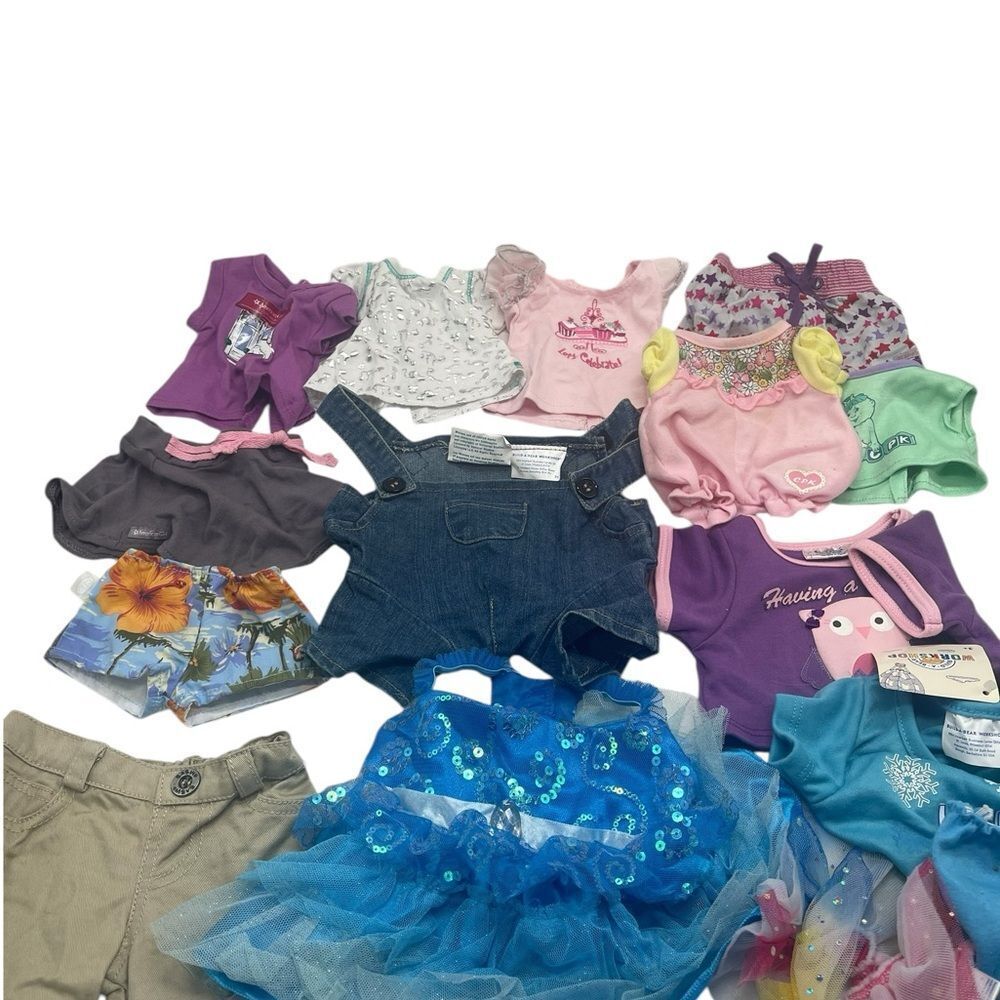 American Girl / Cabbage Kids / Build a Bear Lot of 16 dolls clothes RARE